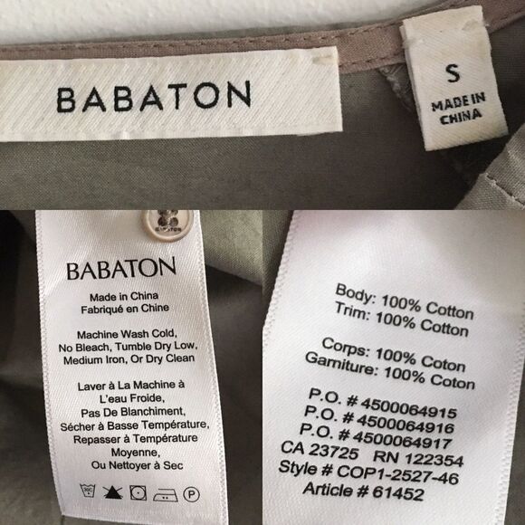 ARITZIA Cotton Cropped Blouse Balloon Sleeves Taupe S - Picture 6 of 6